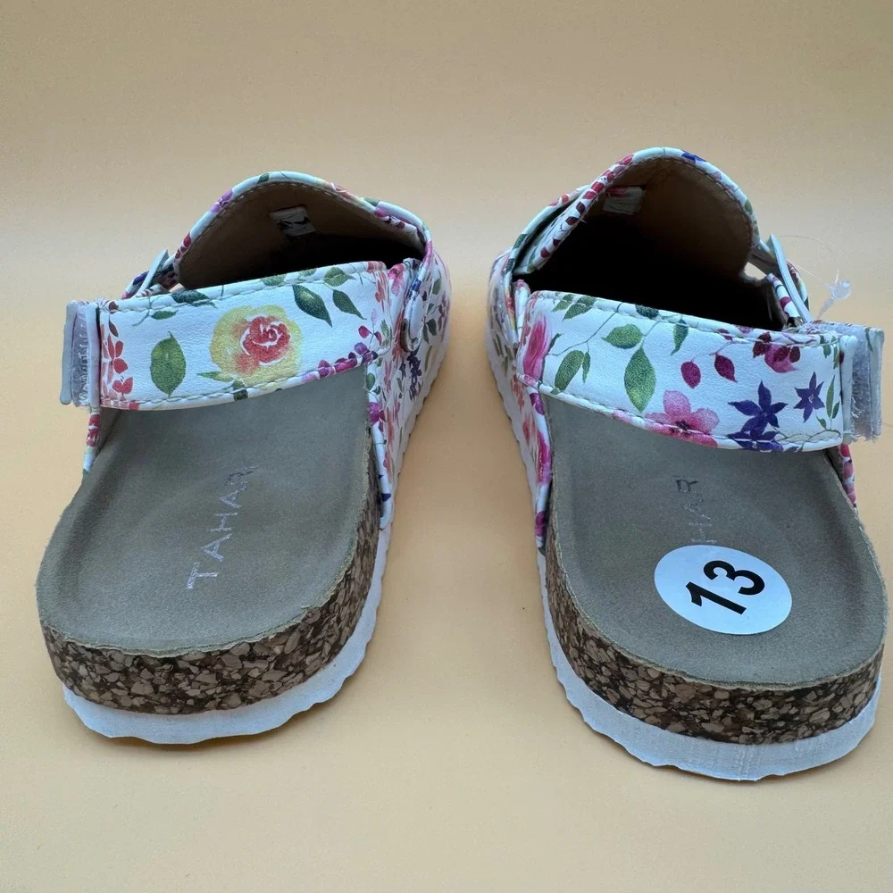 Tahari Kids Floral Clogs Size 13 Slingback light Sandals WhitePink Purple Yellow